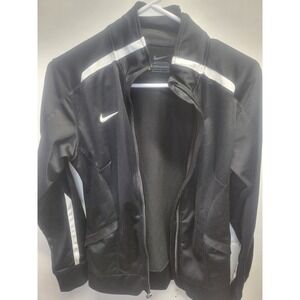 Nike Womens Track Jacket Black White Stripe Full Zip Mock Neck Small S